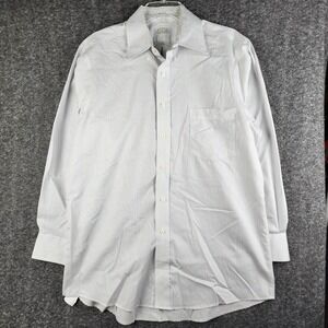 Eagle‎ Shirtmakers Button Down Mens 16 32/33 White Blue Striped Non-Iron Cotton